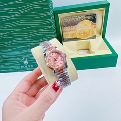 Rolex Niềng Khía |Nữ Giới |Mặt Hồng |Dây Kim Loại Demi Rose Gold |Máy Pin (Máy Quartz) |Size 31mm