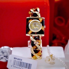 Michael Kors Chain Lock |Nữ Giới |Mặt Vuông |Dây Mắt Xích Mix Acetate Nâu |Máy Pin (Quartz) |Size 25mm