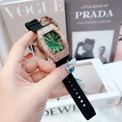 Davena Mặt Xanh Lá |Nữ Giới |Rose Gold |Dây Silicone Đen |Máy Pin (Quartz) |Size 30x38mm