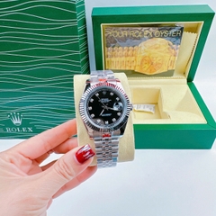 Rolex Niềng Khía |Nam Giới |Mặt Đen |Dây Kim Loại Silver |Máy Pin (Máy Quartz) |Size 41mm