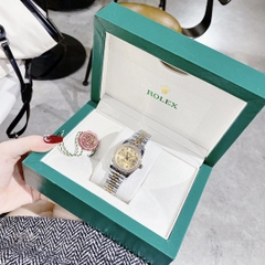 Rolex Đính Đá |Nữ Giới |Dây Kim Loại Demi Vàng Gold |Máy Pin (Máy Quartz) |Size 31mm