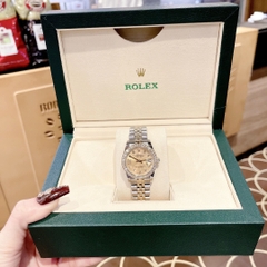 Rolex Đính Đá Ngôi Sao |Nữ Giới |Dây Kim Loại Demi Vàng Gold |Máy Pin (Máy Quartz) |Size 31mm