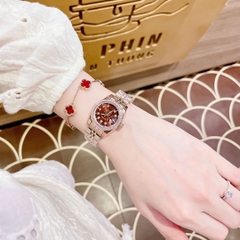 Rolex Đính Đá |Nữ Giới |Mặt Nâu |Dây Kim Loại Rose Gold |Máy Pin (Máy Quartz) |Size 28mm