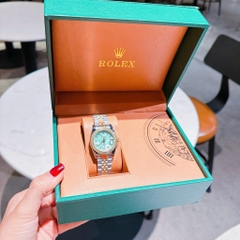 Rolex Đính Đá |Nữ Giới |Mặt Xanh Ngọc |Dây Kim Loại Demi Vàng Gold |Máy Pin (Máy Quartz) |Size 31mm