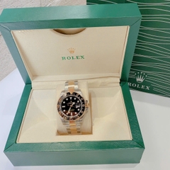 Rolex GMT Master II |Nam Giới |Niềng Đen |Dây Kim Loại Demi Vàng |Máy Cơ (Automatic) |Size 40mm