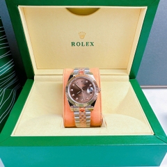 Rolex Niềng Khía |Cặp Đôi |Mặt Nâu |Dây Kim Loại Demi Rose Gold |Máy Pin (Máy Quartz) |Size 41x31mm