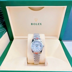 Rolex Đính Đá |Nữ Giới |Mặt Trắng |Dây Kim Loại Silver |Máy Pin (Máy Quartz) |Size 31mm
