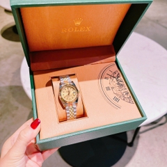 Rolex Niềng Khía |Cặp Đôi |Mặt Vàng |Dây Kim Loại Demi Gold |Máy Pin (Máy Quartz) |Size 41x31mm