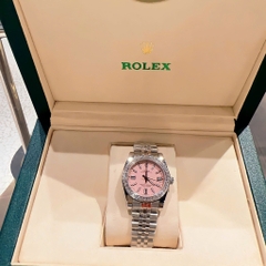 Rolex Đính Đá |Nữ Giới |Mặt Hồng |Dây Kim Loại Trắng Silver |Máy Pin (Máy Quartz) |Size 31mm