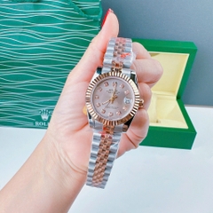 Rolex Niềng Khía |Nữ Giới |Hồng Nhạt |Dây Kim Loại Demi Rose Gold |Máy Pin (Máy Quartz) |Size 31mm