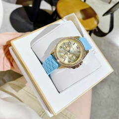 Michael Kors Mini Pilot |Nữ Giới |Vàng Gold |Dây Silicone Xanh Da Trời |Máy Pin (Quartz) |Size 36mm