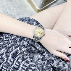 Rolex Đính Đá |Nữ Giới |Dây Kim Loại Demi Vàng Gold |Máy Pin (Máy Quartz) |Size 31mm