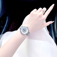 Davena Bông Hoa Xoay |Nữ Giới |Đính Đá |Dây Kim Loại Silver |Máy Pin (Quartz) |Size 38mm