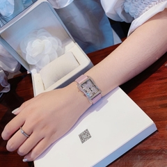 Davena Tựa Hermes |Nữ Giới |Full Đá Rose Gold |Dây Da Tím |Máy Pin (Máy Quartz) |Size 28x40mm
