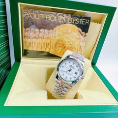Rolex Niềng Khía |Nam Giới |Mặt Trắng |Dây Kim Loại Silver |Máy Pin (Máy Quartz) |Size 41mm