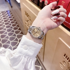 Rolex Đính Đá Ngôi Sao |Nữ Giới |Dây Kim Loại Demi Vàng Gold |Máy Pin (Máy Quartz) |Size 31mm