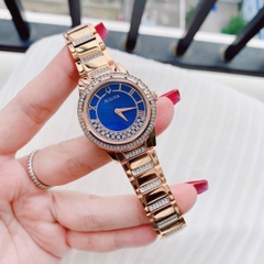 Bulova Turnstyle |Nữ Giới |Mặt Xanh Dương |Dây Kim Loại Rose Gold |Máy Pin (Quartz) |Size 33mm