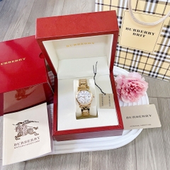 Burberry The City |Nữ Giới |Mặt Trắng |Dây Kim Loại Vàng Gold |Máy Pin (Quartz) |Size 34mm