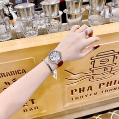 Cartier Ballon Bleu |Nữ Giới |Đính Đá |Dây Da Đỏ |Máy Pin (Quartz) |Size 35mm
