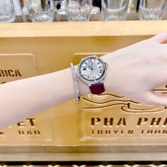 Cartier Ballon Bleu |Nữ Giới |Đính Đá |Dây Da Tím |Máy Pin (Quartz) |Size 35mm