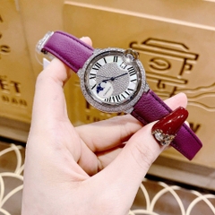 Cartier Ballon Bleu |Nữ Giới |Đính Đá |Dây Da Tím |Máy Pin (Quartz) |Size 35mm