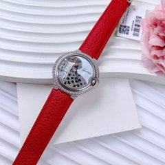 Cartier Ballon Bleu Panther |Nữ Giới |Đính Đá |Dây Da Đỏ |Máy Pin (Quartz) |Size 36mm