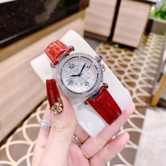 Cartier Pasha De |Nữ Giới |Mặt Đính Đá |Dây Da Đỏ |Máy Pin (Quartz) |Size 30mm