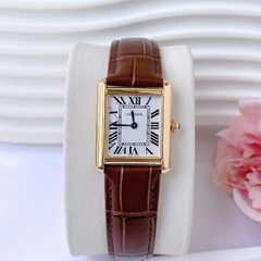 Cartier Tank Solo |Nữ Giới |Mặt Chữ Nhật |Rose Gold |Dây Da Nâu |Máy Pin (Quartz) |Size 31x24mm