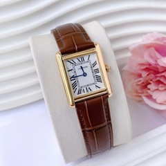 Cartier Tank Solo |Nữ Giới |Mặt Chữ Nhật |Rose Gold |Dây Da Nâu |Máy Pin (Quartz) |Size 31x24mm