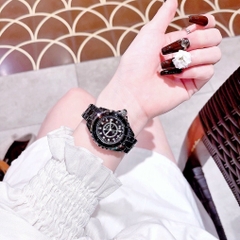 Chanel Hoa J12 |Nữ Giới |Đính Đá |Dây Đá Ceramica Đen |Máy Pin (Quartz) |Size 34mm