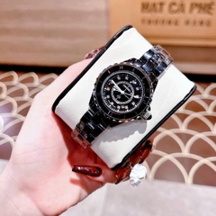 Chanel Hoa J12 |Nữ Giới |Đính Đá |Dây Đá Ceramica Đen |Máy Pin (Quartz) |Size 34mm