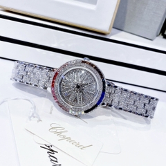 Chopard Mặt Tròn Xoay |Nữ Giới |Đính Đá Màu |Dây Kim Loại Silver |Máy Pin (Quartz) |Size 38mm