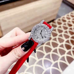 Chopard L'Heure Du Diamant |Nữ Giới |Full Đá |Dây Silicone Đỏ |Máy Pin (Quartz) |Size 32mm