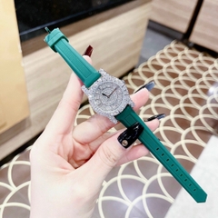 Chopard L'Heure Du Diamant |Nữ Giới |Full Đá |Dây Silicone Xanh Lá |Máy Pin (Quartz) |Size 32mm