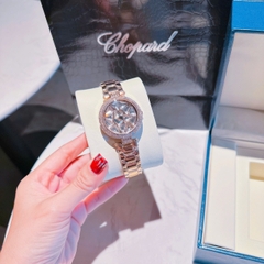 Chopard Mặt Xoay |Nữ Giới |Đính Pha Lê |Dây Kim Loại Rose Gold |Máy Pin (Quartz) |Size 35mm
