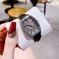 Chopard Tựa Franck Muller |Nữ Giới |Full Đá Swarovski |Dây Da Đen |Máy Pin (Quartz) |Size 34mm