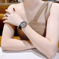 Chopard Tựa Franck Muller |Nữ Giới |Full Đá Swarovski |Dây Da Đen |Máy Pin (Quartz) |Size 34mm