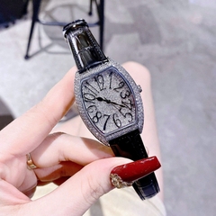 Chopard Tựa Franck Muller |Nữ Giới |Full Đá Swarovski |Dây Da Đen |Máy Pin (Quartz) |Size 34mm