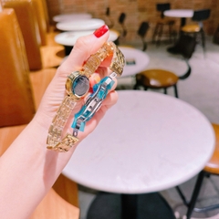 Christian Dior Mặt Khắc Logo Trắng |Nữ Giới |Dây Kim Loại Vàng Gold |Máy Pin (Quartz) |Size 28mm