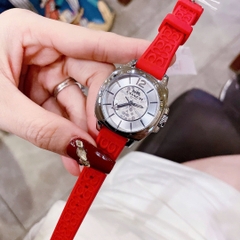 Coach Boyfriend |Nữ Giới |Mặt Trắng Silver |Dây Cao Su Đỏ |Máy Pin (Quartz) |Size 34mm