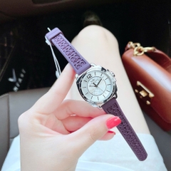 Coach Boyfriend |Nữ Giới |Mặt Trắng Silver |Dây Silicone Tím |Máy Pin (Quartz) |Size 34mm