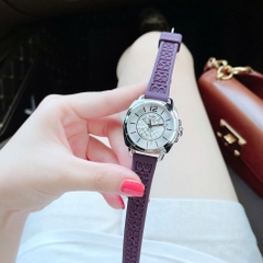 Coach Boyfriend |Nữ Giới |Mặt Trắng Silver |Dây Silicone Tím |Máy Pin (Quartz) |Size 34mm