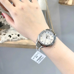 Coach Boyfriend |Nữ Giới |Silver |Đính Đá |Dây Vải Bọc Da Trắng |Máy Pin (Quartz) |Size 34mm