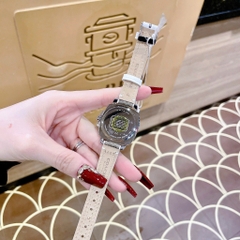 Coach Boyfriend |Nữ Giới |Silver |Đính Đá |Dây Vải Bọc Da Trắng |Máy Pin (Quartz) |Size 34mm