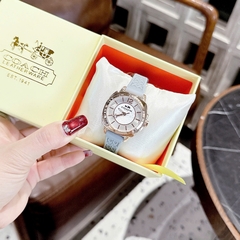 Coach Boyfriend |Nữ Giới |Trắng Silver |Dây Silicone Xanh Da Trời |Máy Pin (Quartz) |Size 34mm