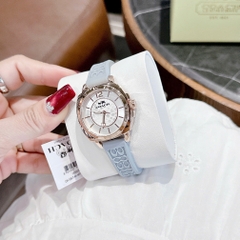 Coach Boyfriend |Nữ Giới |Trắng Silver |Dây Silicone Xanh Da Trời |Máy Pin (Quartz) |Size 34mm