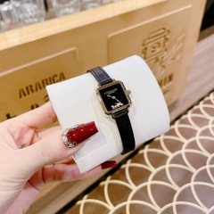 Coach Cass Xe Ngựa |Nữ Giới |Mặt Vuông |Dây Da Đen |Máy Pin (Quartz) |Size 22mm