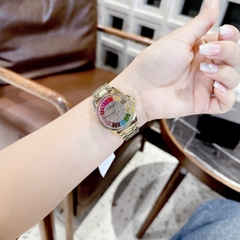 Coach |Nữ Giới |Đính Đá Nhiều Màu |Dây Kim Loại Vàng Gold |Máy Pin (Quartz) |Size 36mm