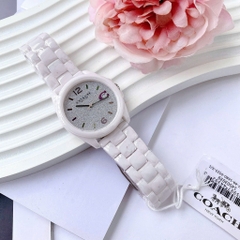 Coach Greyson |Nữ Giới |Đính Đá Xám |Dây Đá Ceramic Hồng |Máy Pin (Quartz) |Size 36mm