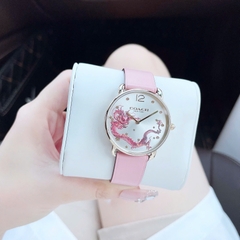 Coach Perry |Nữ Giới |Họa Tiết Rồng Elliot |Dây Da Hồng |Máy Pin (Quartz) |Size 36mm